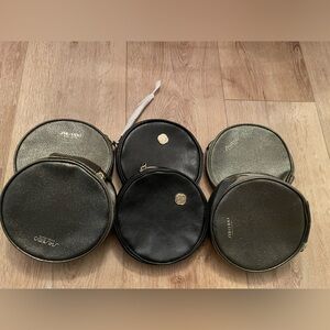 Shiseido round circle black and gray cosmetic make up bag new